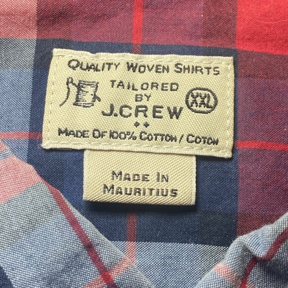 J.Crew Mens Red & Blue Plaid Long-Sleeve Shirt Cotton Sz XXL Gorpcore Cabincore - Picture 4 of 7